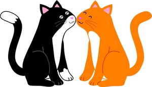 acclaim clipart: a couple of pet cats sitting nose to nose