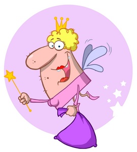 acclaim clipart: a happy tooth fairy with her wand and bag of teeth