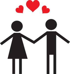 acclaim clipart: a male and female figure in love and holding hands