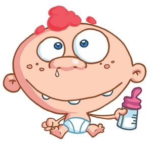 acclaim clipart: a red headed baby with a bottle