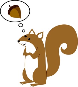 acclaim clipart: a squirrel thinking of an acorn