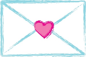 acclaim clipart: a white envelope sealed with a pink heart