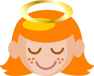 acclaim clipart: an angelic girl with red hair and a halo