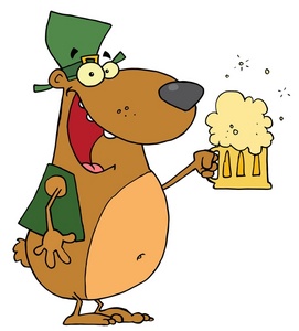 acclaim clipart: an irish dog with a pint of beer