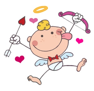 acclaim clipart: baby cupid with his bow and arrow of love