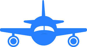 acclaim clipart: big old jet airliner in a blue airplane icon design