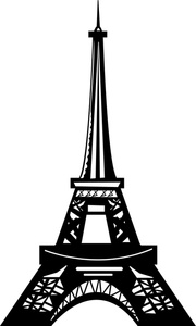 black and white drawing of the eiffel tower in paris france