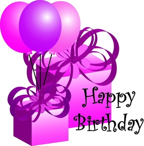 acclaim clipart: boxes of gifts and balloons wishing for a birthday party