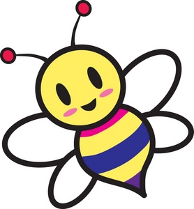 brightly colored cartoon honey bee on the wing