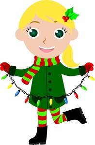acclaim clipart: child putting up christmas lights for the holidays