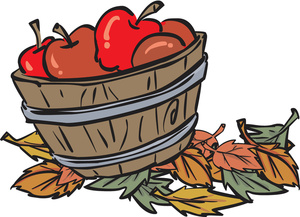 clipart image of a basket of apples