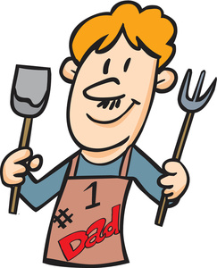 Dad Clipart Image: Clipart of a Dad with BBQ Tools