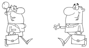 acclaim clipart: coloring page drawing of two business people shaking hands