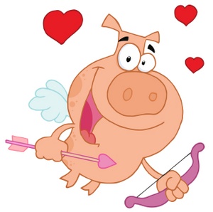 acclaim clipart: cupid as a pig with the bow and arrow of love
