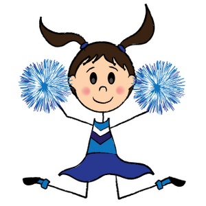 acclaim clipart: cute brunette cheerleader girl with pom poms doing a cheer for the school team
