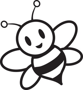 cute cartoon bumble bee in black and white