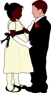 acclaim clipart: diversity  young children a black girl and white boy dancing in formal wear