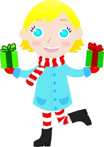 acclaim clipart: excited child with christmas presents