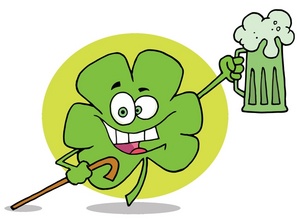 acclaim clipart: four leaf clover with a pint of beer