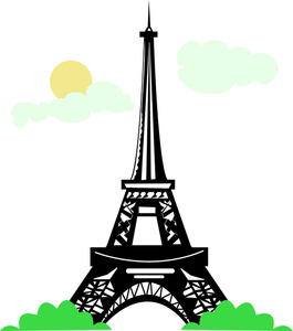 acclaim clipart: french scene with the eiffel tower as the main tourist attraction