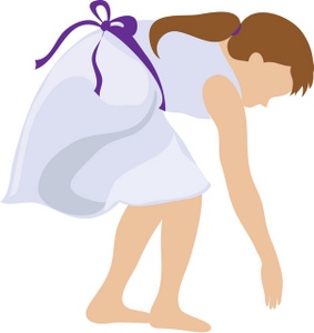 acclaim clipart: girl picking something up from the ground