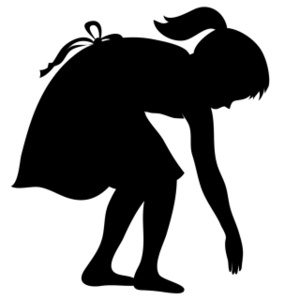 acclaim clipart: girl picking something up from the ground or floor