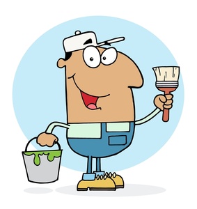 acclaim clipart: house painter at work