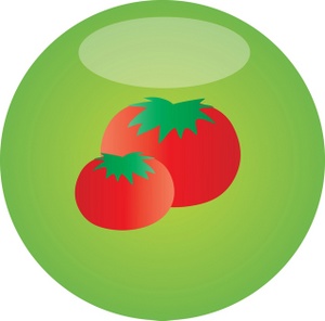 Tomatoes Clipart Image: Icon of two tomatoes