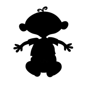 acclaim clipart: infant baby sitting up silhouette