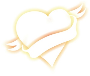 light colored heart with blank message banner for your valentine message of love