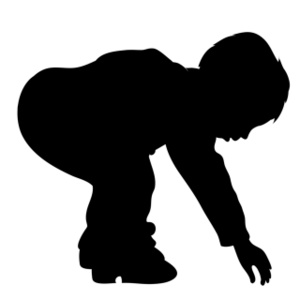 acclaim clipart: little boy exploring picking things up from the ground