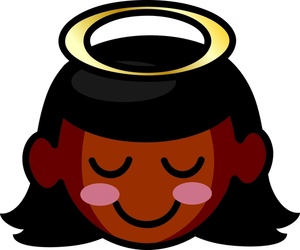 acclaim clipart: little girl angel with a halo over her head
