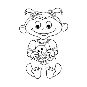 Baby Clipart Image: Little Girl Coloring Page