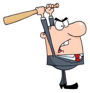 acclaim clipart: mad man wielding a baseball bat in a fit of rage and anger