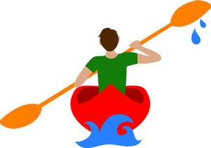 acclaim clipart: man paddling a canoe or kayak on a river or lake