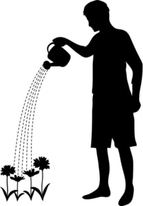 acclaim clipart: man watering flowers