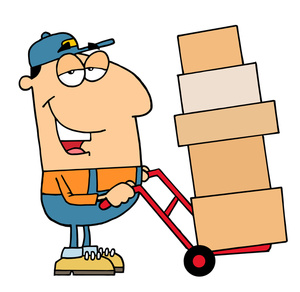 acclaim clipart: man with a moving dolly