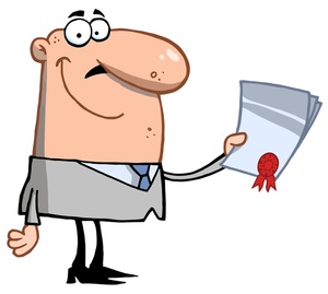 acclaim clipart: man with diploma of certificate of achievement
