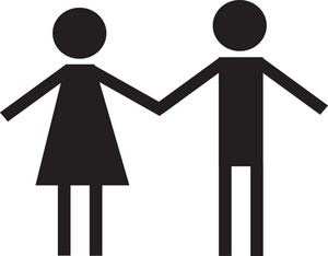 people icon symbols of a man and woman holding hands