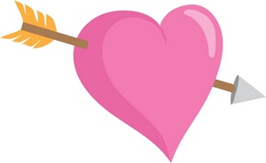 acclaim clipart: pink heart with cupids arrow through it  true love