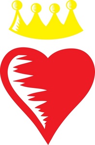 red heart with a yellow crown