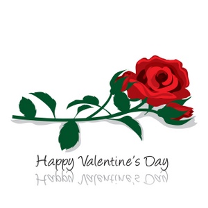 acclaim clipart: red rose with  happy valentines day text