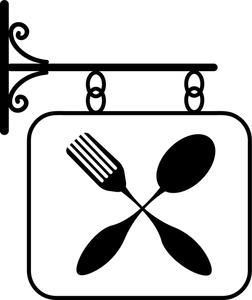 acclaim clipart: restaurant sign featuring a fork and spoon