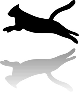 acclaim clipart: silhouette of a cat jumping