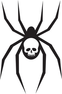 acclaim clipart: silhouette of a spider with a skull on its abdomen