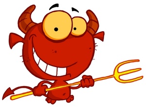 acclaim clipart: smiling devil with a pitchfork