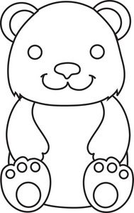 acclaim clipart: smiling teddy bear in black and white line art