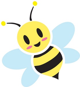 sweet cute cartoon honey bee buzzing around