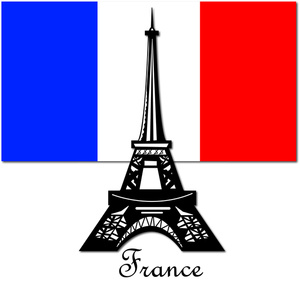 acclaim clipart: the eiffel tower in paris france with the colors of the french flag
