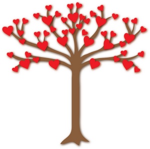 acclaim clipart: tree of love with heart shaped leaves